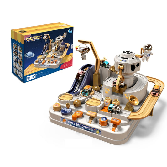 Circuit de train spatial avec fusée et 3 véhicules, jouet mécanique pour enfants. Style&nbsp;: modèle de fusée avec 3 véhicules, modèle de radar avec 3 véhicules.