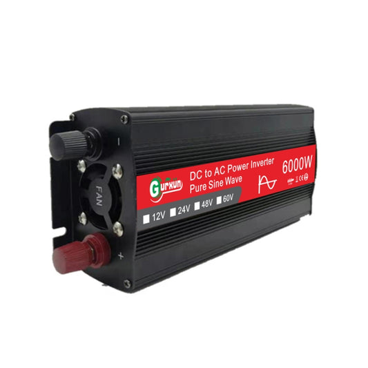 Inversor de onda sinusoidal de alta potencia Gurxun de 6000 W con pantalla digital única, 6000 W (12 V-220 V), 6000 W (24 V-220 V), 6000 W (48 V-220 V), 6000 W (60 V-220 V)