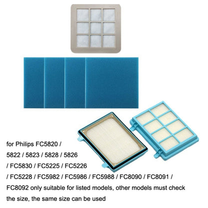 For Philips Vacuum Cleaner FC5823 / FC5826 / FC5830 / FC5832 Accessories, Air Inlet Filter, 5PCS Sponge, Outlet Filter