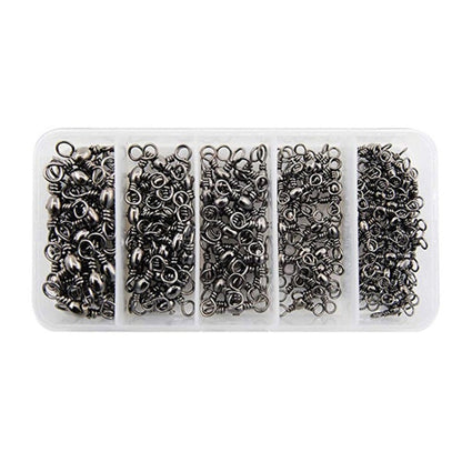 115 pièces/boîte Anneau de pêche pivotant à trois branches en forme de bouteille en acier inoxydable, 115 pièces/boîte