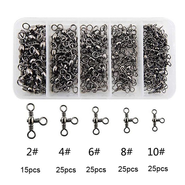 115 pièces/boîte Anneau de pêche pivotant à trois branches en forme de bouteille en acier inoxydable, 115 pièces/boîte