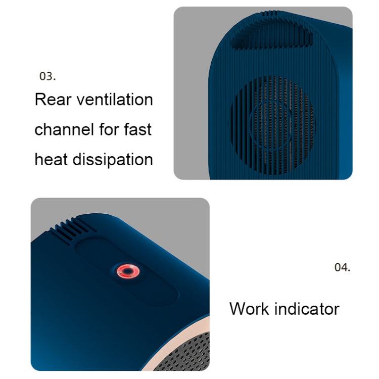 XH-1201 Winter Desktop Small Heater Quiet Fast Heat PTC Electric Heater, US Plug, Green, Blue, White