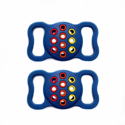 2  PCS Contrast Color Perforated Pet Collar Silicone Cover for AirTag, Black, Dark Blue Colorful, Pink  Colorful, Dark Green, Black and Gray