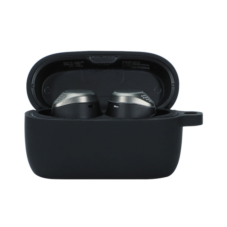 For Jabra Elite75T Sports Bluetooth Headphones Soft Silicone Case with hooks, Black, White, Pink, Red, Matcha Green, Wine Red, Yellow, Grass Green, Noon Blue
