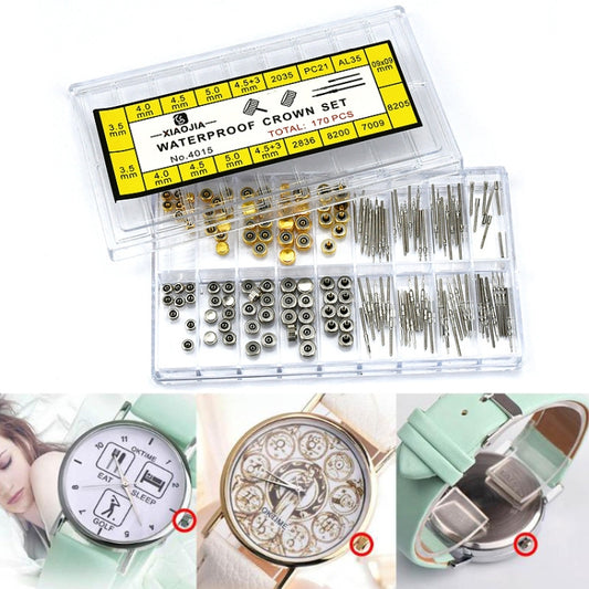 170 PCS / Box C012 Watch Accessories Epoxy Watch Crown and Stem Repair Parts, 170 PCS / Box C012