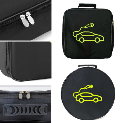 Car Charging Cable Storage Bag Carry Bag For Electric Vehicle Charger Plugs,Spec:, Round Without Logo, Round  With Logo, Square Without Logo, Square With Logo, Large With Logo, Large Without Logo