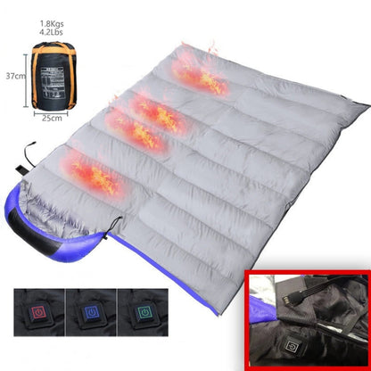 USB Electric Heating Down Cotton Sleeping Bag 3-speed Temperature Adjustment, (180+30)x75cm Blue, (180+30)x75cm Orange
