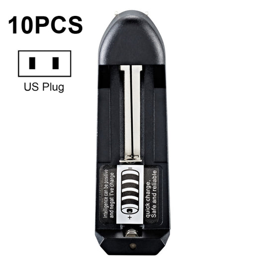 10 قطع من شاحن بطارية ليثيوم 18650 من BMAX مزود طاقة مباشر بفتحة واحدة، قابس أوروبي بفتحة واحدة (أسود)، قابس أمريكي بفتحة واحدة (أسود)
