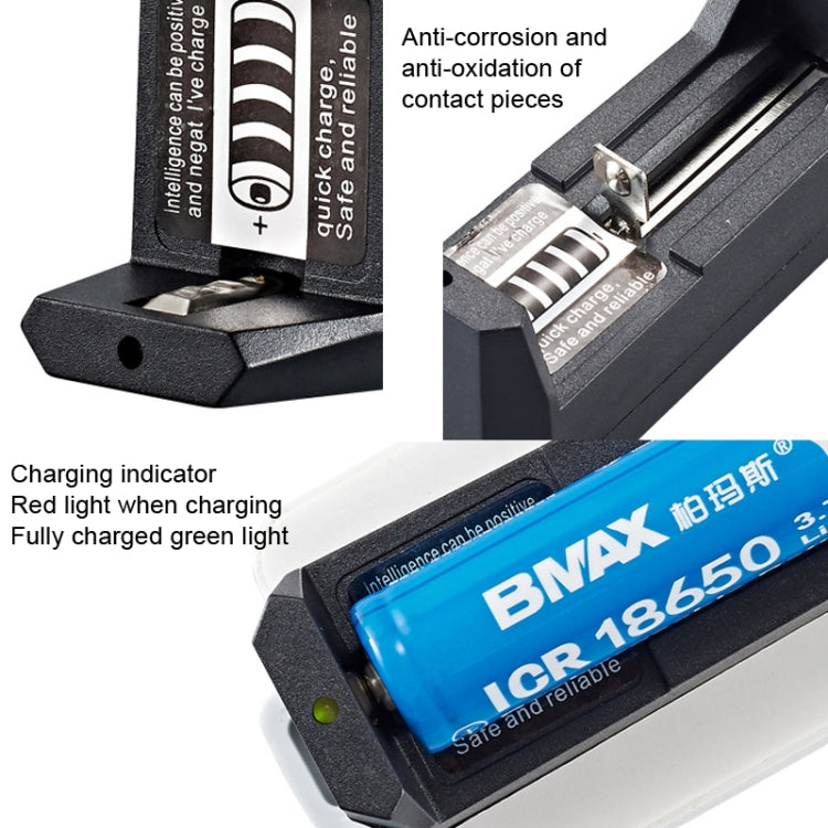 Chargeur de batterie au lithium 18650 BMAX à fente unique et insertion directe, 10 pièces, prise EU à fente unique (noir), prise US à fente unique (noir)