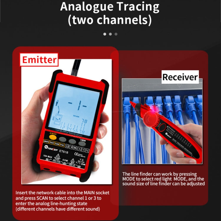 Rechargeable Adjustable Network Cable Tester Wire Tracker POE Cable Tester