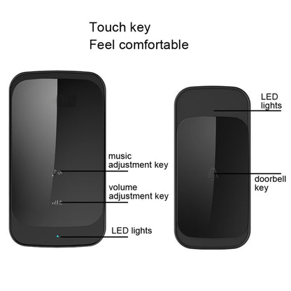 C03 1 For 1 Home Wireless Waterproof Touch Sensor Doorbell, C03 EU Plug Black, C03 US Plug Black, C03 US Plug White, C03 UK Plug Black, C03 UK Plug White, C03 EU Plug White