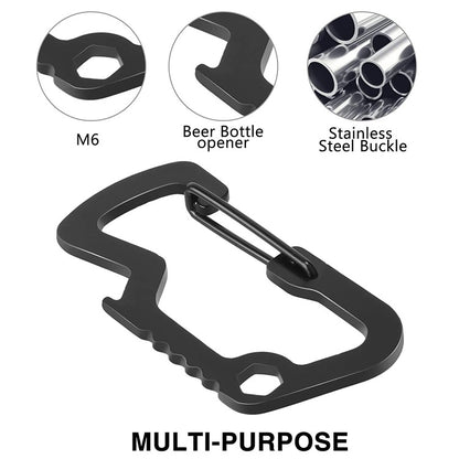 Décapsuleur Mousqueton Multifonctionnel en Acier Inoxydable Type D pour l'Extérieur, TZ-001