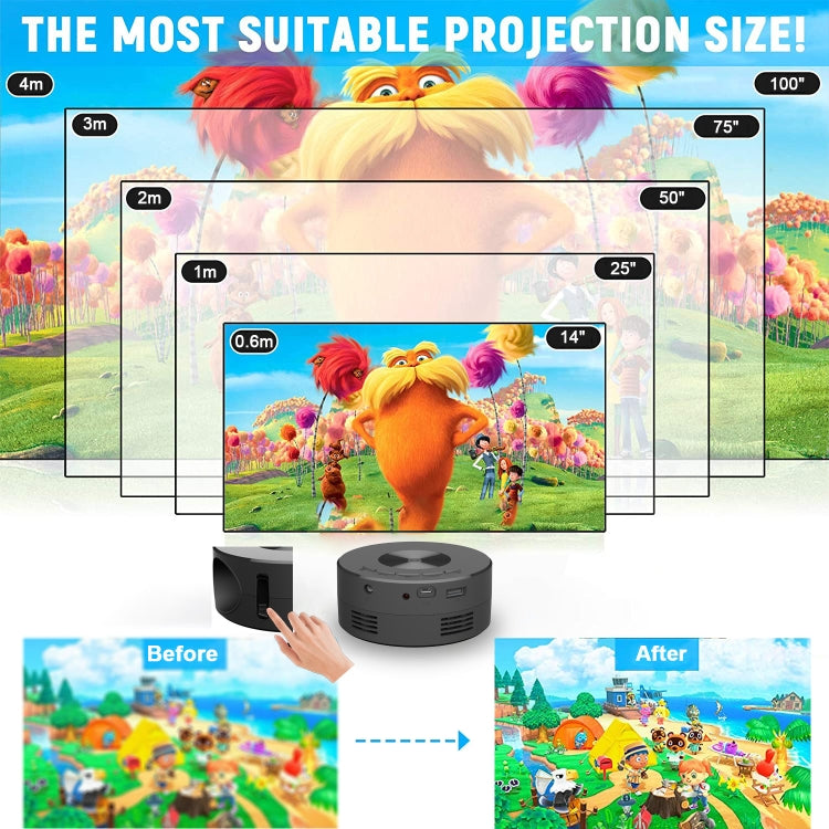 YT200 320 X 180P LED HD Mini Projector USB Powered Support Wired Connection Phone Screen