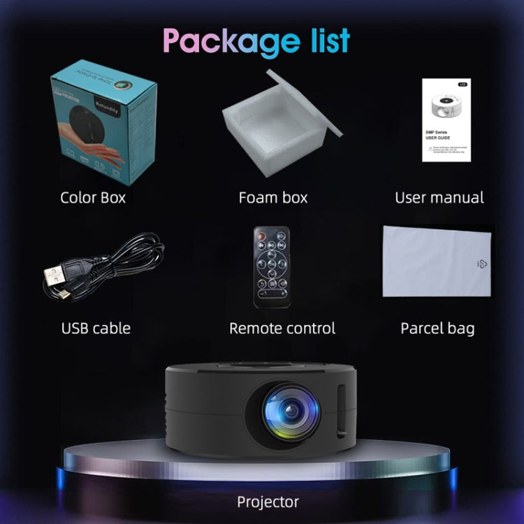YT200 320 X 180P LED HD Mini Projector USB Powered Support Wired Connection Phone Screen