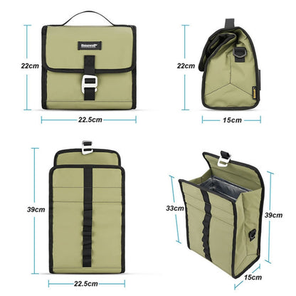 For Brompton Rhinowalk RK9107 Foldable Expansion Thermal Bicycle Bag with Rain Cover, Matt Black, Matt Green