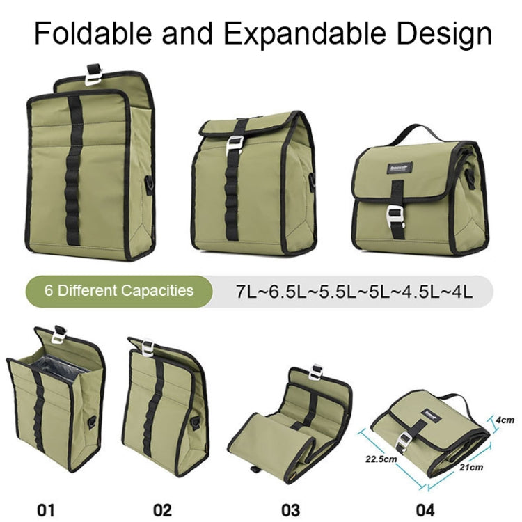 For Brompton Rhinowalk RK9107 Foldable Expansion Thermal Bicycle Bag with Rain Cover, Matt Black, Matt Green