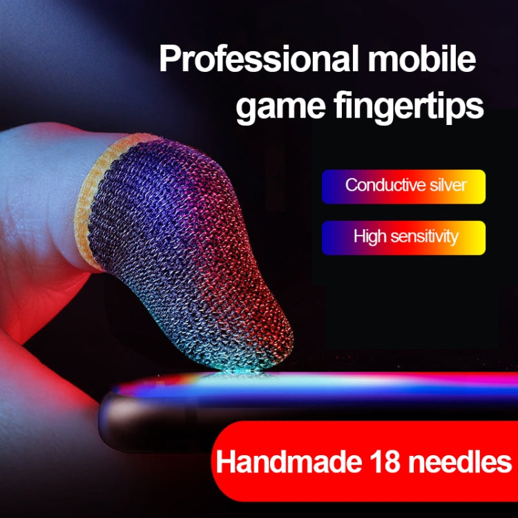 15 Pairs  18 Needles Gaming Finger Glove Anti-sweat and Non-slip Glove,Color:, Silver Fibre Blue Trim, Silver Fibre Red Trim