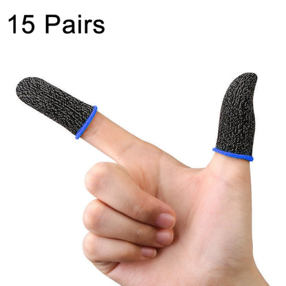 15 Pairs  18 Needles Gaming Finger Glove Anti-sweat and Non-slip Glove,Color:, Silver Fibre Blue Trim, Silver Fibre Red Trim