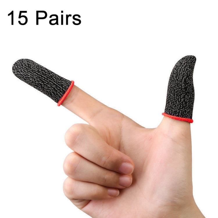 15 Pairs  18 Needles Gaming Finger Glove Anti-sweat and Non-slip Glove,Color:, Silver Fibre Blue Trim, Silver Fibre Red Trim