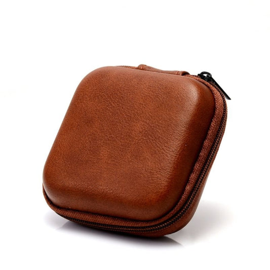 Retro Leather USB Data Cable Storage Bag Earphone Headset Case Pouch Box