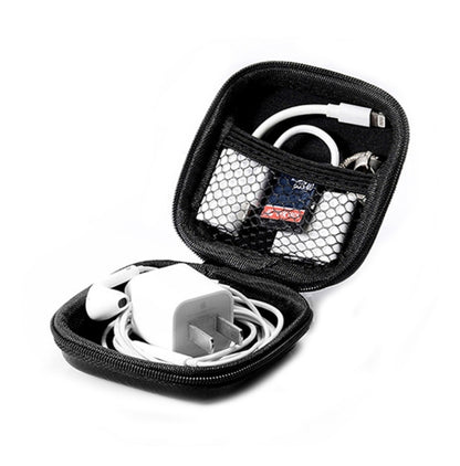 Retro Leather USB Data Cable Storage Bag Earphone Headset Case Pouch Box