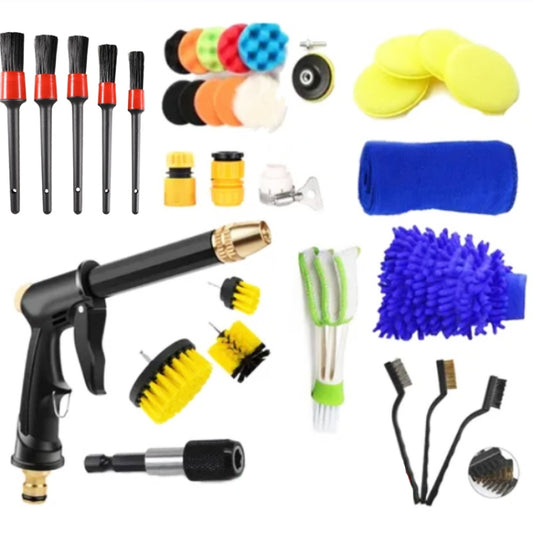 Outil de pulvérisation d'eau de lavage de voiture Détails Brosse de nettoyage Ensemble de brosses de sortie d'air, 35 en 1