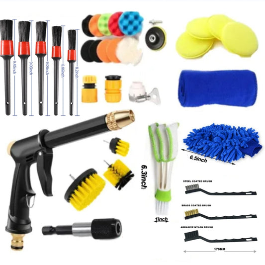 Outil de pulvérisation d'eau de lavage de voiture Détails Brosse de nettoyage Ensemble de brosses de sortie d'air, 35 en 1