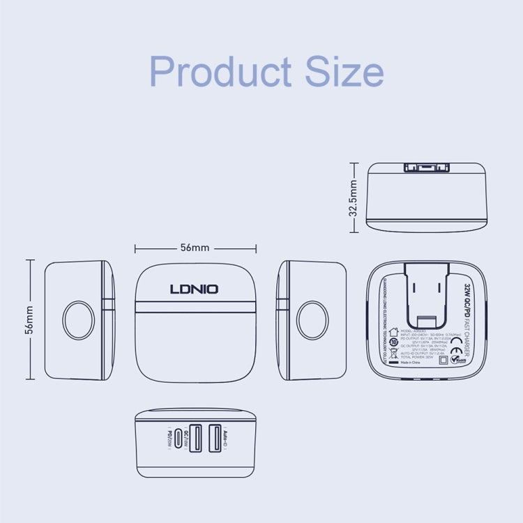 LDNIO A3513Q 32W QC3.0 3 USB Ports Phone Adapter, EU Plug with Micro USB Cable, EU Plug with 8 Pin Cable, EU Plug with Type-C Cable, EU Plug with Type C to 8 Pin Cable, UK Plug with Micro USB Cable, UK Plug with 8 Pin Cable, UK Plug with Type-C Cable  ...