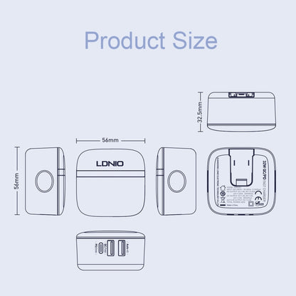 LDNIO A3513Q 32W QC3.0 3 USB Ports Phone Adapter, EU Plug with Micro USB Cable, EU Plug with 8 Pin Cable, EU Plug with Type-C Cable, EU Plug with Type C to 8 Pin Cable, UK Plug with Micro USB Cable, UK Plug with 8 Pin Cable, UK Plug with Type-C Cable  ...