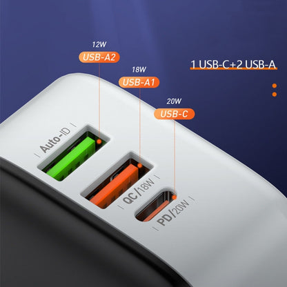 LDNIO A3513Q 32W QC3.0 3 USB Ports Phone Adapter, UK Plug with 8 Pin Cable, UK Plug with Type-C Cable, UK Plug with Type-C to 8 Pin Cable