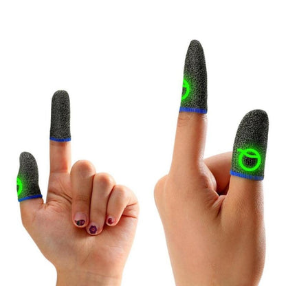 3 Pairs Gaming Finger Sleeve Breathable Luminous Fingertips,Color:, Carbon Fiber Yellow, Silver Fiber Yellow, Silver Fiber Blue