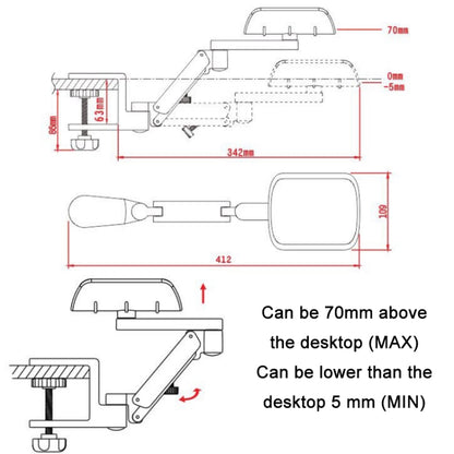 Aluminum Alloy Computer Desk Wrist Brace Arm Bracket, Liftable Gray, Liftable Silver, Non-liftable Gray, Non-liftable Silver