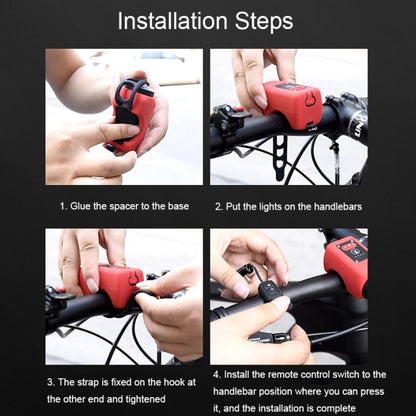 2 In 1 Bicycle Rechargeable Waterproof High Decibel Bell with Highlight Light, Black, Red, Blue