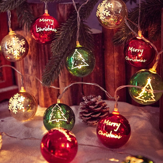 Guirlande lumineuse LED décorative de Noël avec boules pour arrangement de scène de fête, Spéc. : Type pile 1,5 m, Type USB 1,5 m, Type pile 3 m, Type USB 3 m, Type pile 4 m, Type pile 5 m, Type pile 6 m, Type USB 6 m