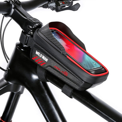 WILD MAN E12 1L EVA-Hartschalen-Mountainbike-Fronttasche, wasserdicht und verschleißfest, E12 (Rot), E12 (Schwarz)