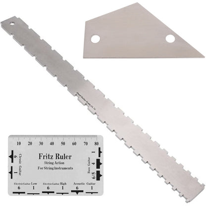 Règle de mesure en acier inoxydable GNR3 pour manche de guitare basse, Style : Double dents + Règle de nivellement + Règle de hauteur des cordes