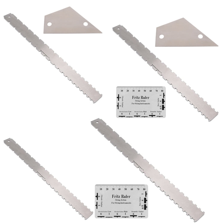 Règle de mesure en acier inoxydable GNR3 pour manche de guitare basse, Style : Double dents + Règle de nivellement + Règle de hauteur des cordes