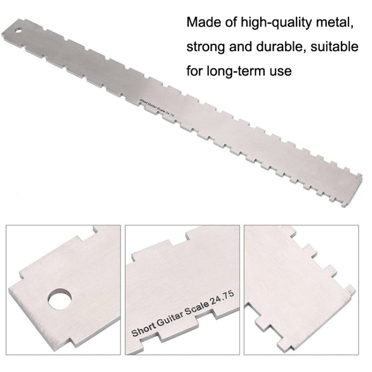 Règle de mesure en acier inoxydable GNR3 pour manche de guitare basse, Style : Double dents + Règle de nivellement + Règle de hauteur des cordes