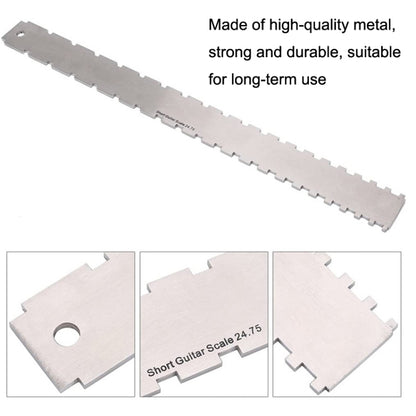 Règle de mesure en acier inoxydable GNR3 pour manche de guitare basse, Style : Double dents + Règle de nivellement + Règle de hauteur des cordes