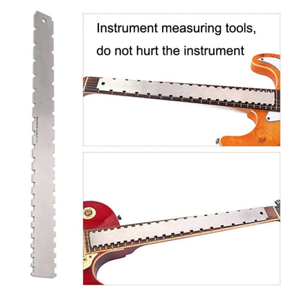 Règle de mesure en acier inoxydable GNR3 pour manche de guitare basse, Style : Double dents + Règle de nivellement + Règle de hauteur des cordes