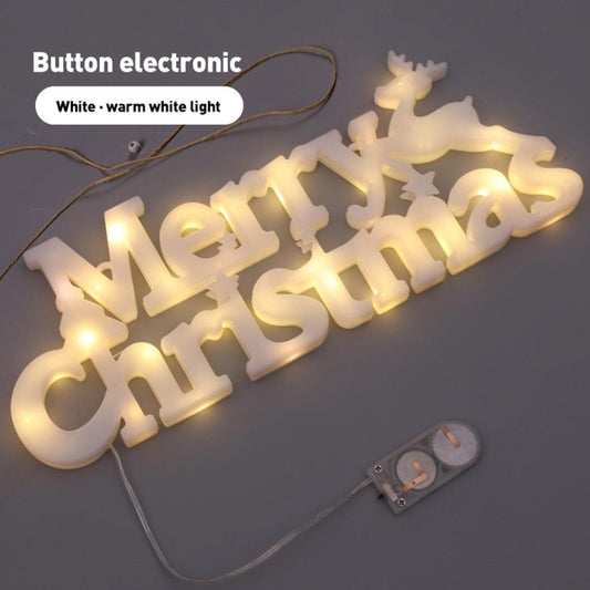 Lettres lumineuses de modélisation Joyeux Noël, pile bouton coque blanche, pile bouton coque rouge, pile sèche coque blanche, pile sèche coque rouge, pile bouton jaune