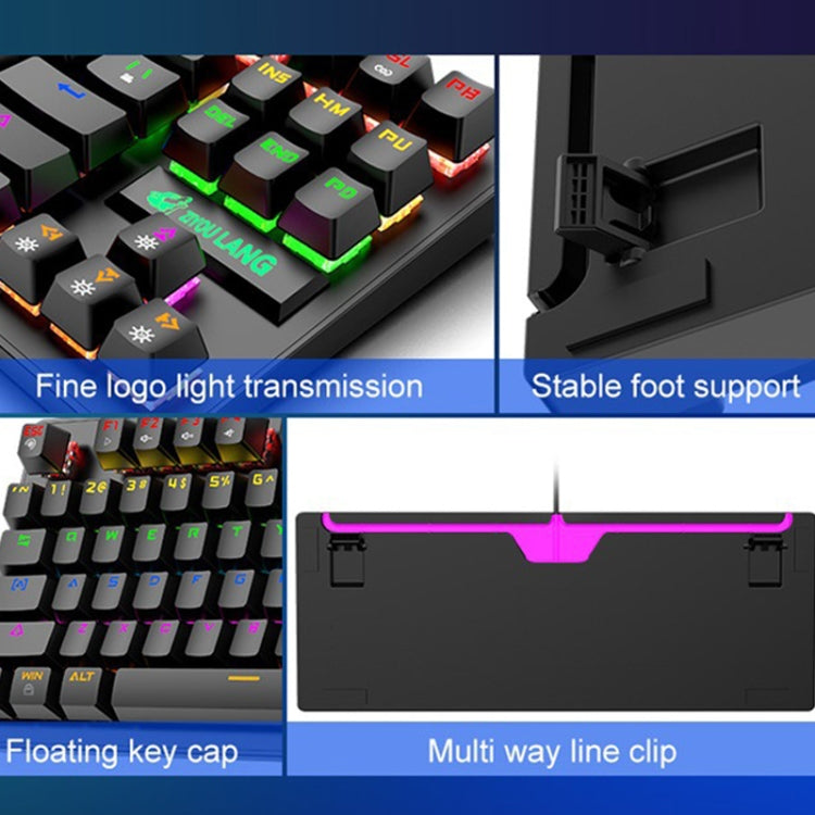 ZIYOULANG K2 87 Keys Office Laptop Punk Glowing Mechanical Wired Keyboard, Cable Length: 1.5m, K2 Pink, K2 Blue, K2 Black, K2 White