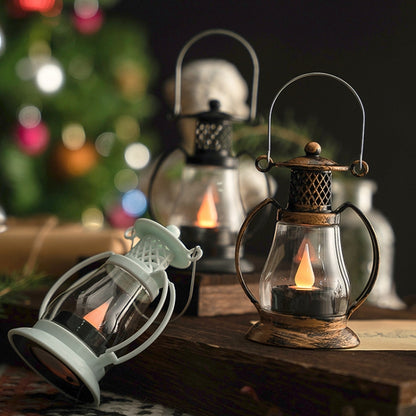 Retro Water-Drop Flame Lantern Ornament Christmas Scene Decoration Oil Light