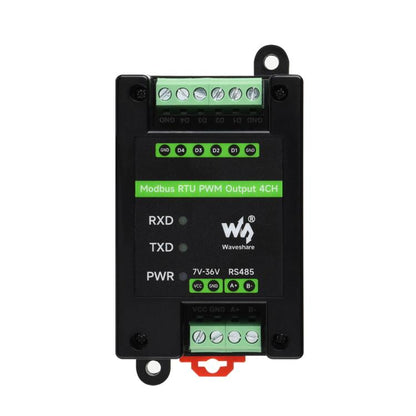 Waveshare Industrial 4-Ch PWM Output Module Modbus RTU RS485, Adjustable Frequency & Duty Cycle, Modbus RTU PWM Output 4CH