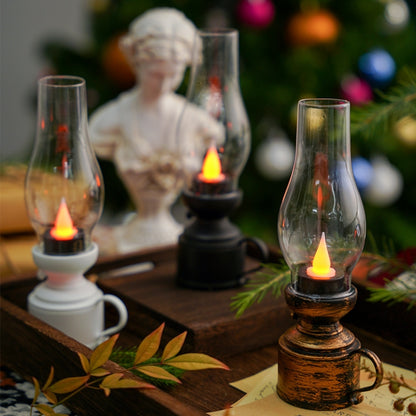 Lampe à pétrole rétro lumineuse de Noël à simulation, décoration, Spécification : Goutte d'eau (Bronze), Goutte d'eau (Noir), Goutte d'eau (Blanc), Vacillante (Bronze), Vacillante (Noir), Vacillante (Blanc)