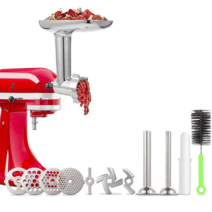 For Kitchenaid Porking Enemy Accessories Dough Maker Grinder Meat Universal Set, Grinder Meat Set (Silver Gray)