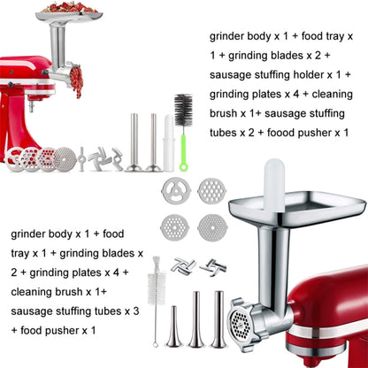 For Kitchenaid Porking Enemy Accessories Dough Maker Grinder Meat Universal Set, Grinder Meat Set (Silver Gray)