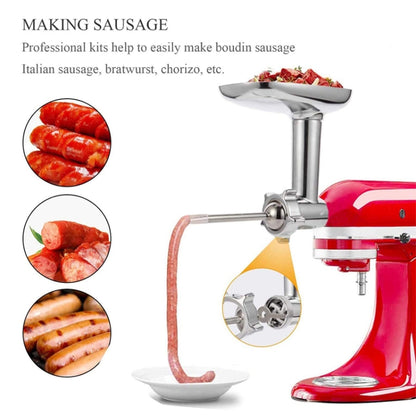 For Kitchenaid Porking Enemy Accessories Dough Maker Grinder Meat Universal Set, Grinder Meat Set (Silver Gray)