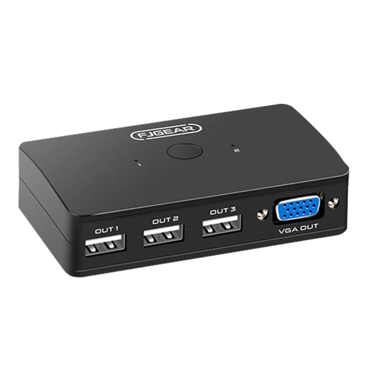 FJGEAR FJ-210UK 2 Ports HD VGA To KVM Switcher With Desktop Controller, FJ-210UK