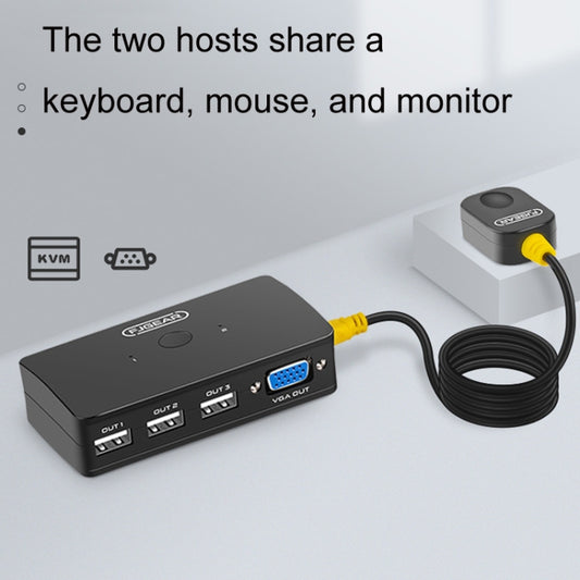 FJGEAR FJ-210UK 2 Ports HD VGA To KVM Switcher With Desktop Controller, FJ-210UK